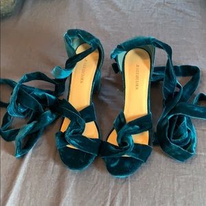 Teal Lace Up Heels